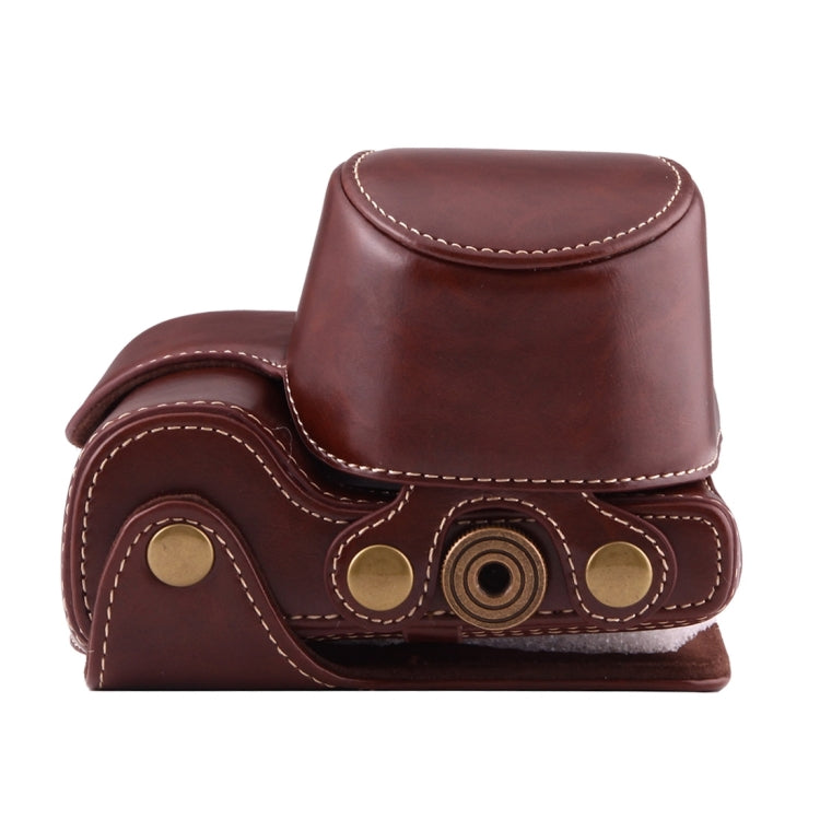 Full Body Camera PU Leather Case Bag with Strap for Sony A6000 / A6300 / Nex 6(Coffee)-garmade.com