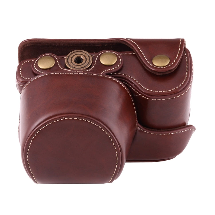 Full Body Camera PU Leather Case Bag with Strap for Sony A6000 / A6300 / Nex 6(Coffee)-garmade.com