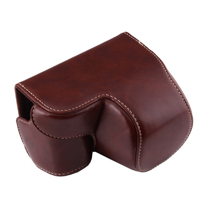 Full Body Camera PU Leather Case Bag with Strap for Sony A6000 / A6300 / Nex 6(Coffee)-garmade.com