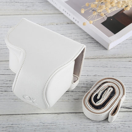 Full Body Camera PU Leather Case Bag with Strap for Sony A6000 / A6300 / Nex 6(White)-garmade.com