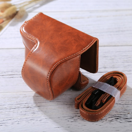 Full Body Camera PU Leather Case Bag with Strap for Sony A6000 / A6300 / Nex 6(Brown)-garmade.com