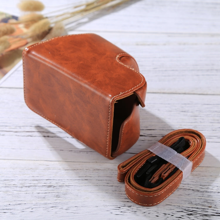 Full Body Camera PU Leather Case Bag with Strap for Sony A6000 / A6300 / Nex 6(Brown)-garmade.com
