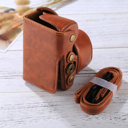 Full Body Camera PU Leather Case Bag with Strap for Sony A6000 / A6300 / Nex 6(Brown)-garmade.com