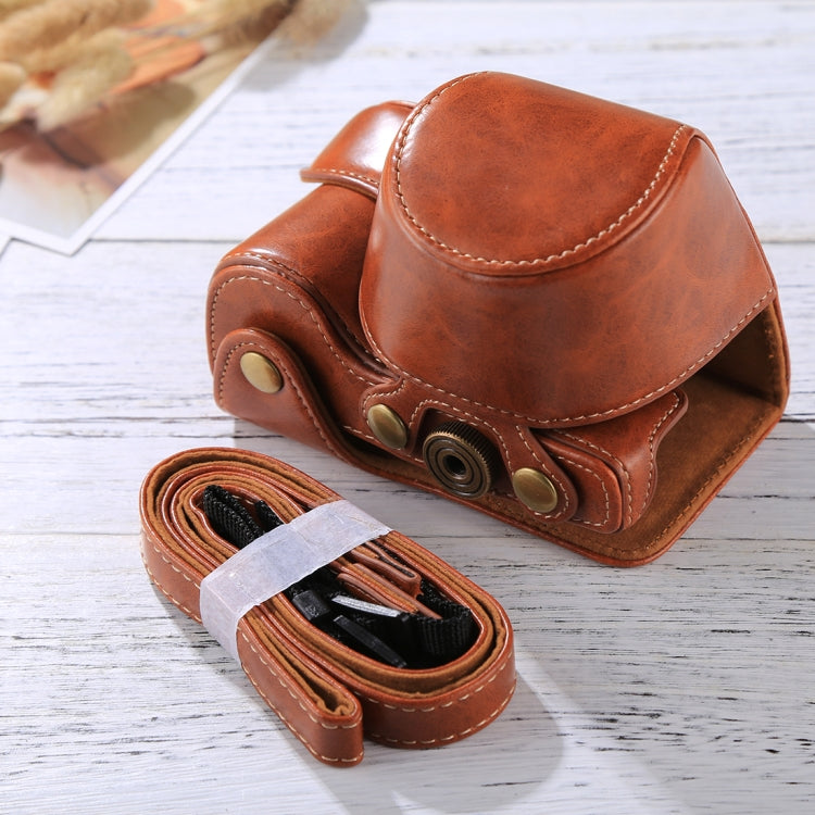 Full Body Camera PU Leather Case Bag with Strap for Sony A6000 / A6300 / Nex 6(Brown)-garmade.com