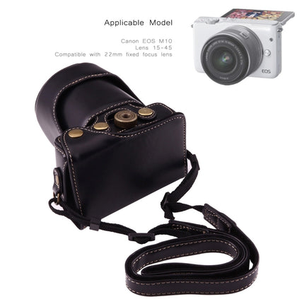 Full Body Camera PU Leather Case Bag with Strap for Canon EOS M10(Black)-garmade.com