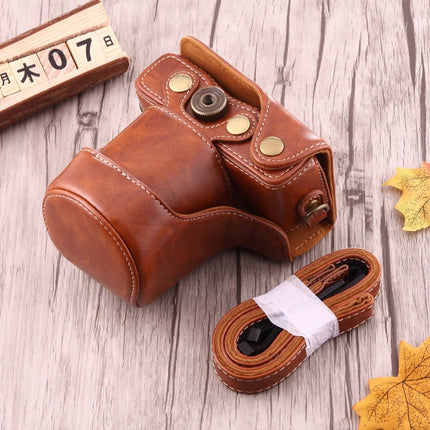 Full Body Camera PU Leather Case Bag with Strap for Canon EOS M10(Brown)-garmade.com