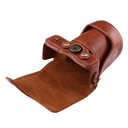 Full Body Camera PU Leather Case Bag with Strap for Canon EOS M10(Brown)-garmade.com