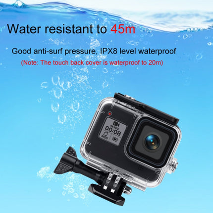 45m Waterproof Case + Touch Back Cover + Color Lens Filter for GoPro HERO8 Black (Pink)-garmade.com