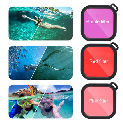 45m Waterproof Case + Touch Back Cover + Color Lens Filter for GoPro HERO8 Black (Red)-garmade.com