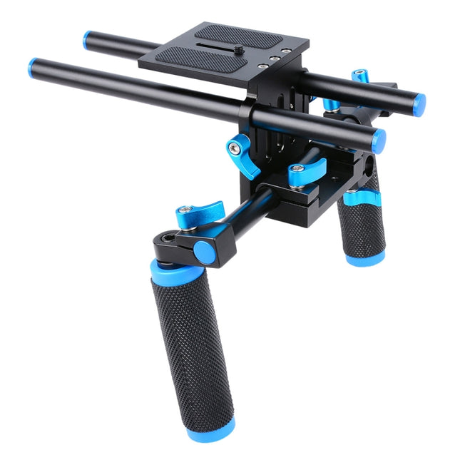 YELANGU YLG0102A-A01 Dual Handle Shoulder Mount Support Kit DSLR Rig(Black)-garmade.com