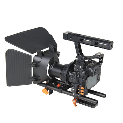 YELANGU YLG1105A A7 Cage Set Include Video Camera Cage Stabilizer / Follow Focus / Matte Box for Sony GH4 / A7S / A7 / A7R / A72 / A7RII / A7SII / A6000 / A6500 / A6300 / A7R3 / A7S3 / A7R4 (Orange)-garmade.com