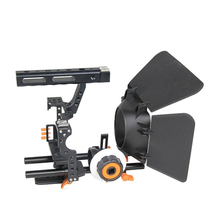 YELANGU YLG1105A A7 Cage Set Include Video Camera Cage Stabilizer / Follow Focus / Matte Box for Sony GH4 / A7S / A7 / A7R / A72 / A7RII / A7SII / A6000 / A6500 / A6300 / A7R3 / A7S3 / A7R4 (Orange)-garmade.com
