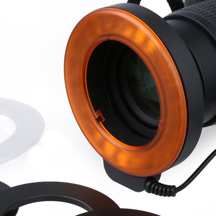 Circular LED Flash Light with 48 LED Lights & 6 Adapter Rings(49mm/52mm/55mm/58mm/62mm/67mm) for Macro Lens(Orange)-garmade.com