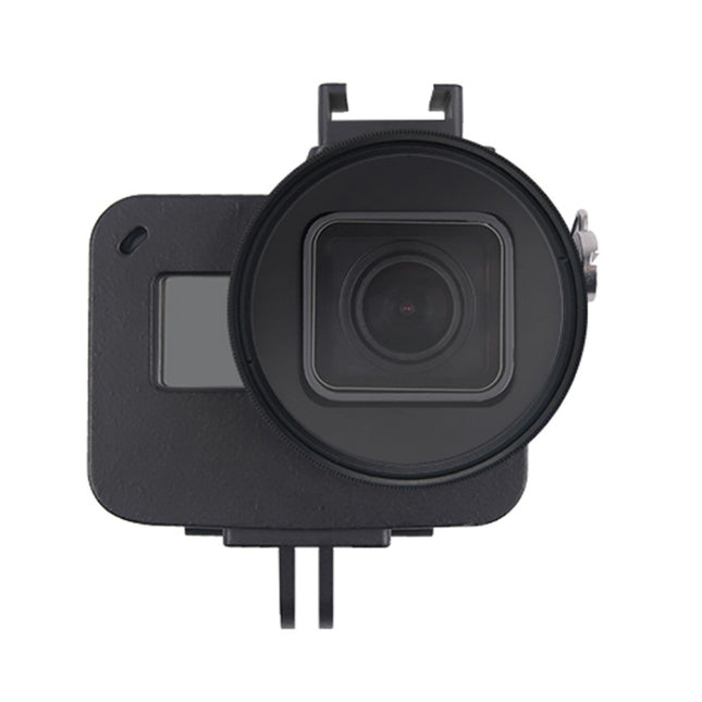 Housing Shell CNC Aluminum Alloy Protective Cage with Insurance Frame & 52mm UV Lens for GoPro HERO7 Black /6 /5 (Black)-garmade.com