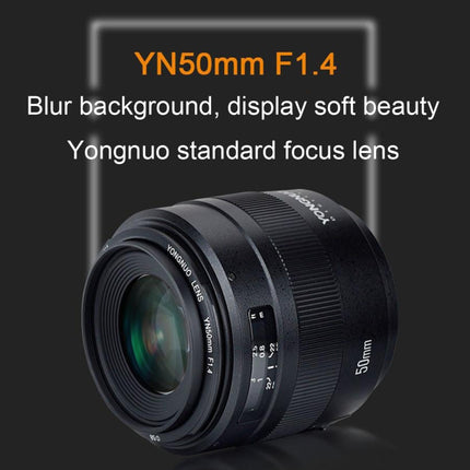 YONGNUO YN50MM F1.4C F1.4 Lens Large Aperture Auto Focus Lens for Canon(Black)-garmade.com