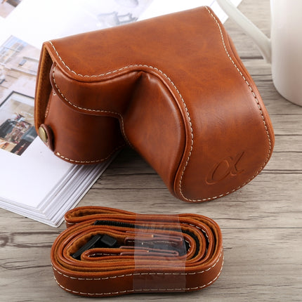 Full Body Camera PU Leather Case Bag with Strap for Sony A5100 (Brown)-garmade.com