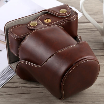Full Body Camera PU Leather Case Bag with Strap for Fujifilm X-A5 (Coffee)-garmade.com