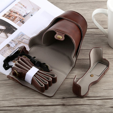 Full Body Camera PU Leather Case Bag with Strap for Fujifilm X-A5 (Coffee)-garmade.com