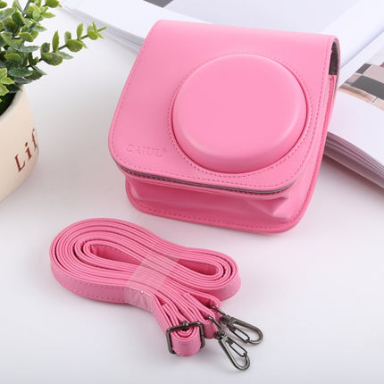Retro Style Full Body Camera PU Leather Case Bag with Strap for FUJIFILM instax mini 9 / mini 8+ / mini 8(Pink)-garmade.com