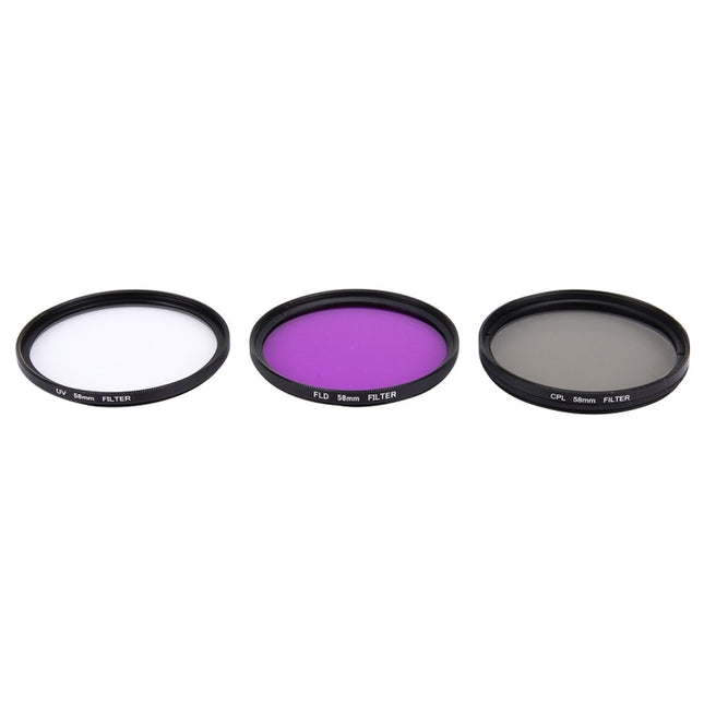JUNESTAR 3 in 1 Proffesional 58mm Lens Filter(CPL + UV + FLD / Purple) for GoPro & Xiaomi Xiaoyi Yi Sport Action Camera-garmade.com