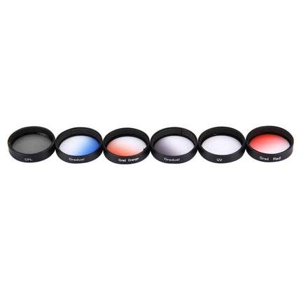 JUNESTAR 6 in 1 Professional 34mm Lens Filter(CPL + UV + Gradual Red + Gradual Orange + Gradual Blue + Gradual Grey) for DJI Phantom 3 & 4-garmade.com