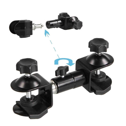 C-Type 2 in 1 Camera Umbrella Holder Clip Clamp Bracket Support for Tripod Light Stand Outdoor Photography-garmade.com