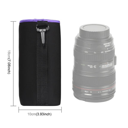 SLR Camera Lens Bag Micro Single Lens Bag Lens Inner Bile Bag Waterproof Protective Case Plus Velvet Thickening, Diameter: 10cm, Height: 18cm(Purple)-garmade.com