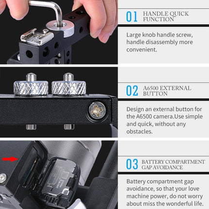 YELANGU C6 Camera Video Cage Stabilizer for Sony A6000 / A6300 / A6500 / A6400 (Black)-garmade.com