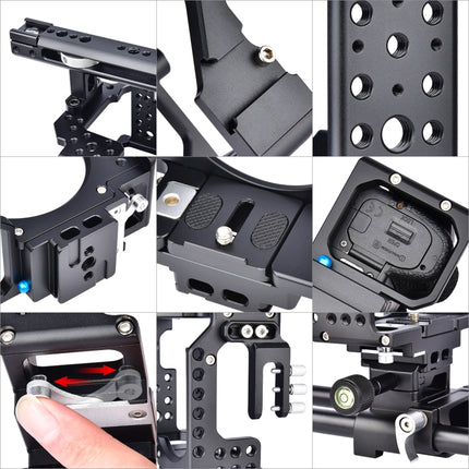 YELANGU CA7 YLG0908A Handle Video Camera Cage Stabilizer for Sony A7K & A7X & A73 & A7S & A7R & A7RII & A7SII (Black)-garmade.com