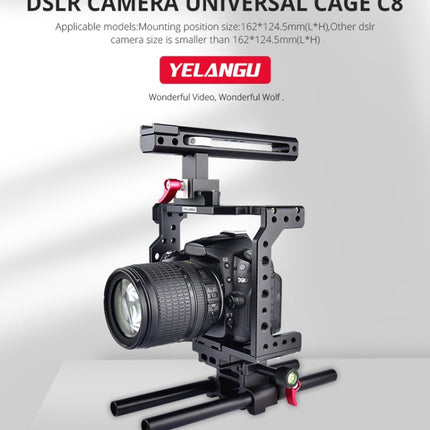 YELANGU C8 YLG0910 Handle Video Camera Cage Stabilizer(Black)-garmade.com