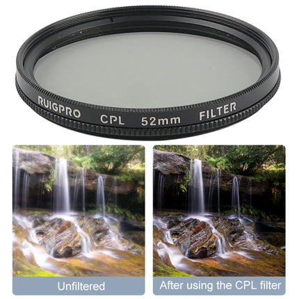 RUIGPRO for GoPro HERO 7/6 /5 Professional 52mm CPL Lens Filter with Filter Adapter Ring & Lens Cap-garmade.com