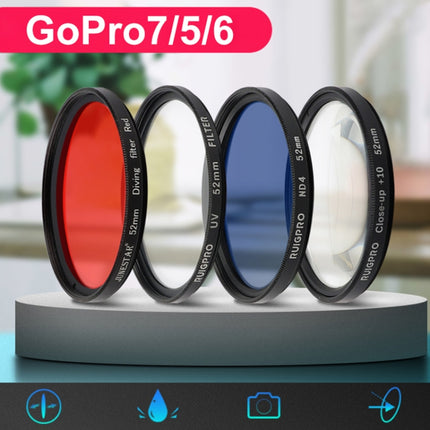 RUIGPRO for GoPro HERO 7/6 /5 Professional 52mm Red Color Lens Filter with Filter Adapter Ring & Lens Cap-garmade.com