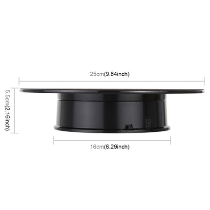 25cm 360 Degree Electric Rotating Turntable Display Stand Video Shooting Props Turntable for Photography, Load 3kg, Powered by Battery(Black White)-garmade.com