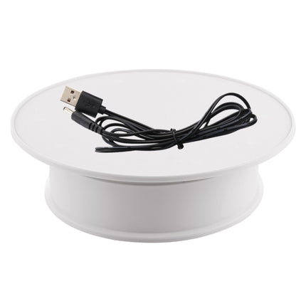 20cm 360 Degree Electric Rotating Turntable Display Stand Photography Video Shooting Props Turntable, Load 1.5kg, Powered by Battery & USB(White)-garmade.com