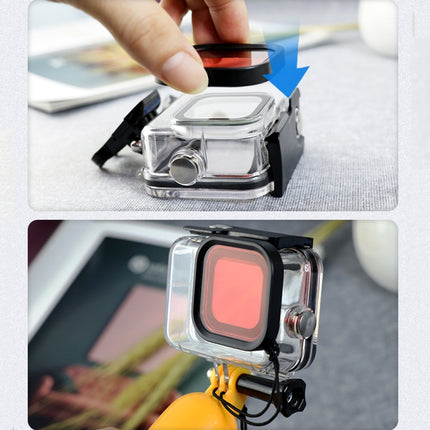 Square Housing Diving Color Lens Filter for GoPro HERO8 Black(Red)-garmade.com