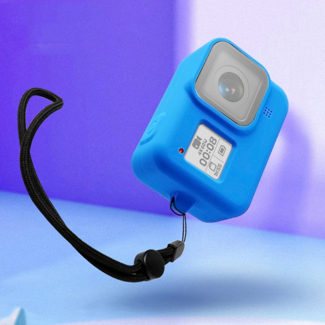 Silicone Protective Case Cover with Wrist Strap for GoPro HERO8 Black(Blue)-garmade.com