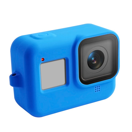 Silicone Protective Case Cover with Wrist Strap for GoPro HERO8 Black(Blue)-garmade.com
