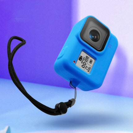 Silicone Protective Case Cover with Wrist Strap for GoPro HERO8 Black(Blue)-garmade.com