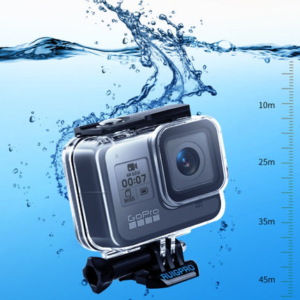RUIGPRO for GoPro HERO8 Black 45m Waterproof Housing Protective Case with Buckle Basic Mount & Screw(Transparent)-garmade.com