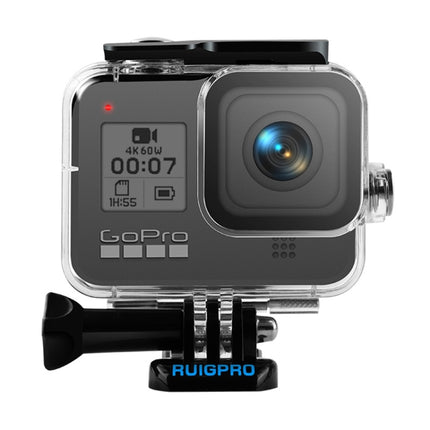 RUIGPRO for GoPro HERO8 Black 45m Waterproof Housing Protective Case with Buckle Basic Mount & Screw(Transparent)-garmade.com