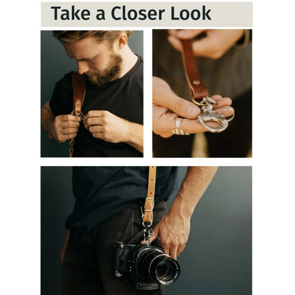 Quick Release Anti-Slip Shoulder Leather Harness Camera Strap with Metal Hook for SLR / DSLR Cameras (Left Shoulder)-garmade.com