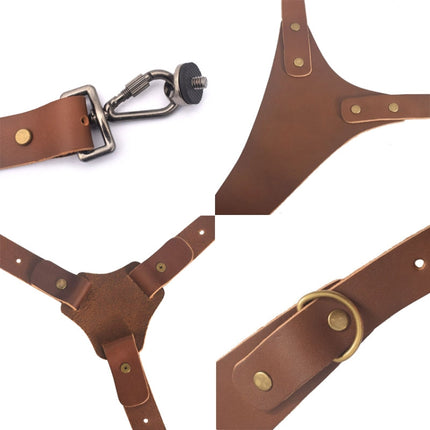 Quick Release Anti-Slip Shoulder Leather Harness Camera Strap with Metal Hook for SLR / DSLR Cameras (Left Shoulder)-garmade.com