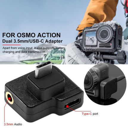 3.5mm + USB-C / Type-C to USB-C / Type-C Mic Mount Microphone Charging Audio Connector Adapter for DJI OSMO Action-garmade.com
