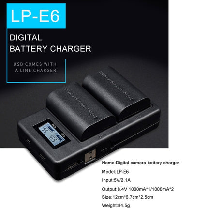 LP-E6 Digital Camera SLR Battery Digital LCD Charger for Canon Series-garmade.com