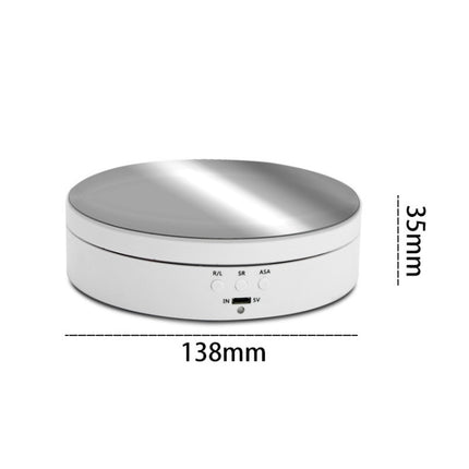 13.8cm Mirror Style USB Charging Smart 360 Degree Rotating Turntable Display Stand Video Shooting Props Turntable for Photography, Load 3kg(White)-garmade.com