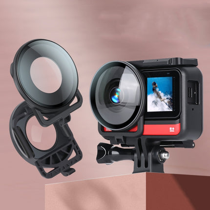 Lens Guard Protective Glass Cover for Insta360one R Panoramic Camera with Frame(Black)-garmade.com