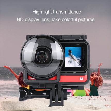 Lens Guard Protective Glass Cover for Insta360one R Panoramic Camera with Frame(Black)-garmade.com