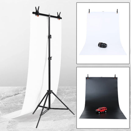 70x200cm T-Shape Photo Studio Background Support Stand Backdrop Crossbar Bracket Kit with 70x140cm Black / White Backdrops-garmade.com