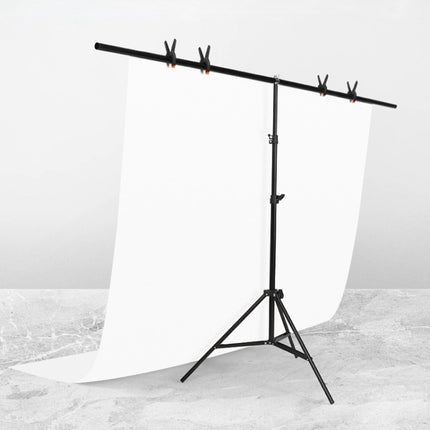200x200cm T-Shape Photo Studio Background Support Stand Backdrop Crossbar Bracket Kit with Clips, No Backdrop-garmade.com