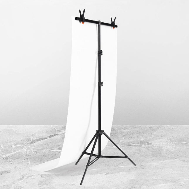 70x200cm T-Shape Photo Studio Background Support Stand Backdrop Crossbar Bracket Kit with Clips, No Backdrop-garmade.com